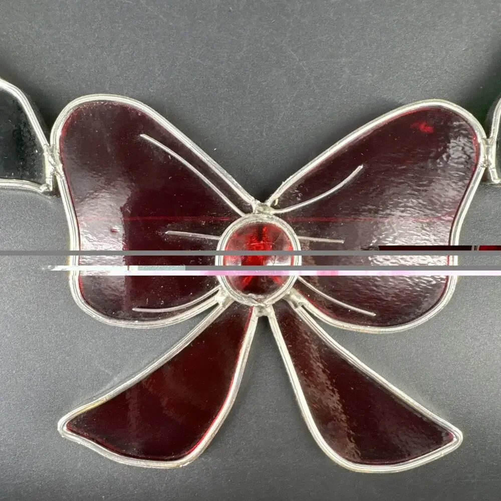 Stained Glass Holly and Berry Christmas Wreath Sun Catcher Holiday Window Decor